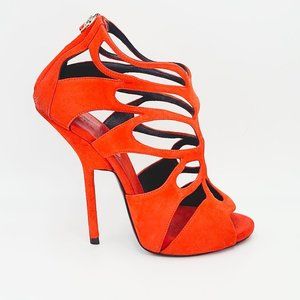 Giuseppe Zanotti Sandals Red Suede Butterfly Cutout Sandals Size 37